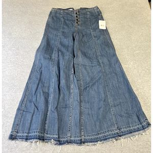 Free People Womens Jeans Size 26 Denim Button Fly Bell Bottom Extreme Flare Boho